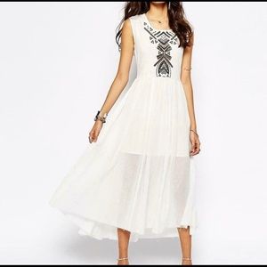 Free People Boho White Embroidered Dress